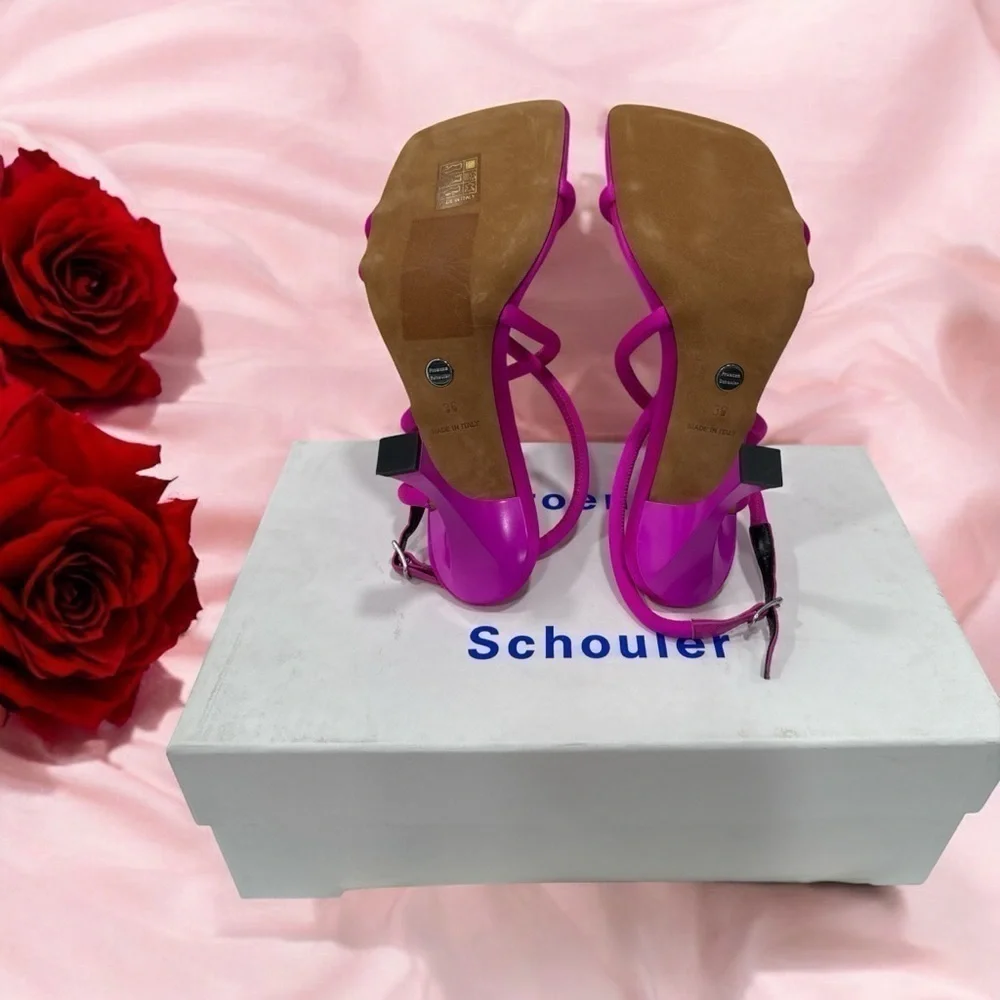 Proenza Schouler Raso Satin Strappy Sandals Bright Pink Women’s Size 36